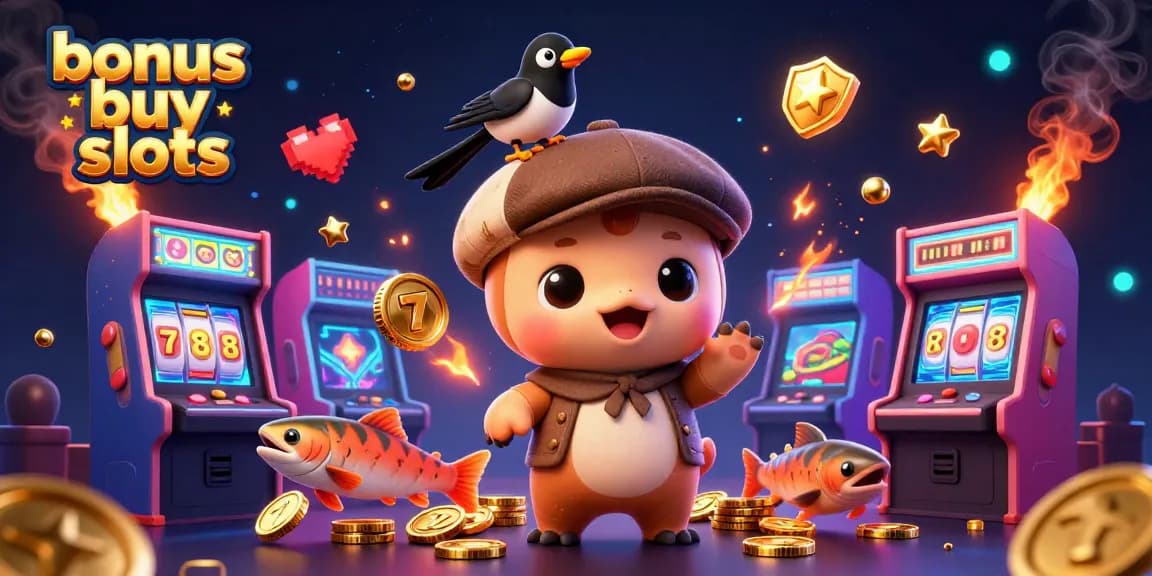 Engage with exciting bonus buy slots featuring colorful 3D elements and dynamic characters.