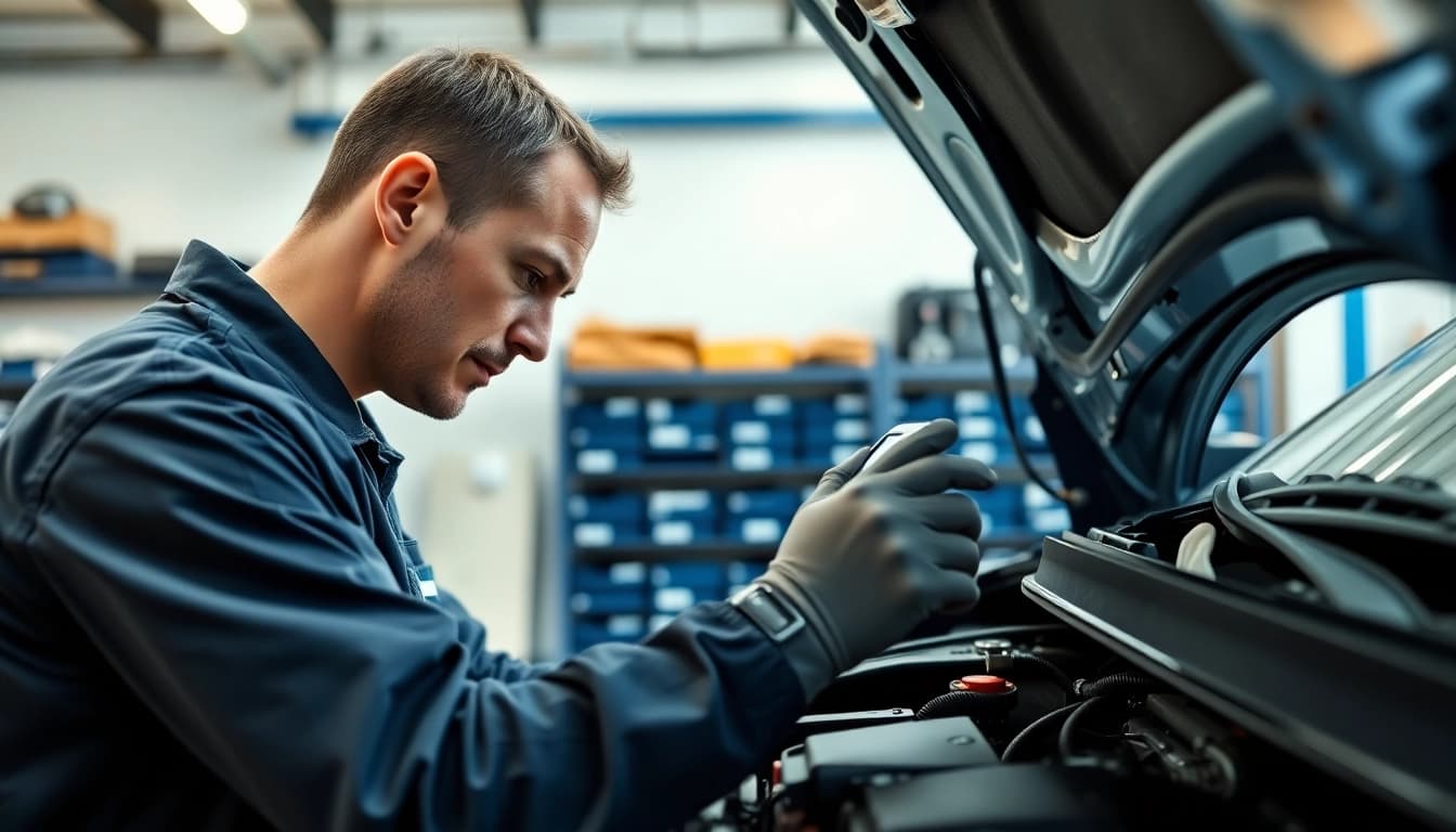 Inspect a vehicle for an extended car warranty in a professional garage.