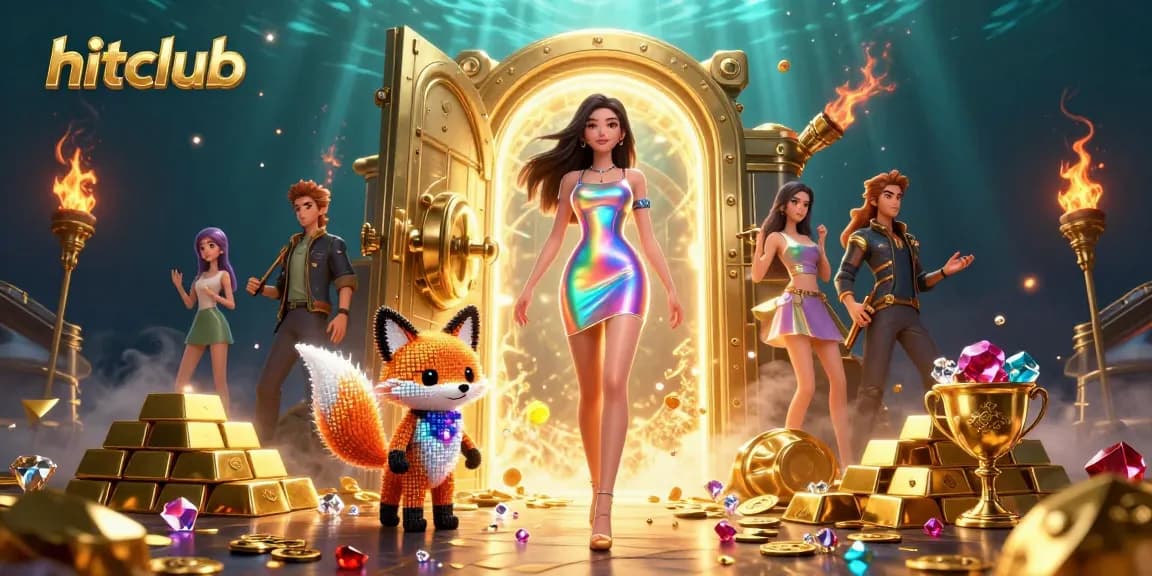 Join hitclub's thrilling adventure through a shimmering portal filled with treasures and vibrant characters.