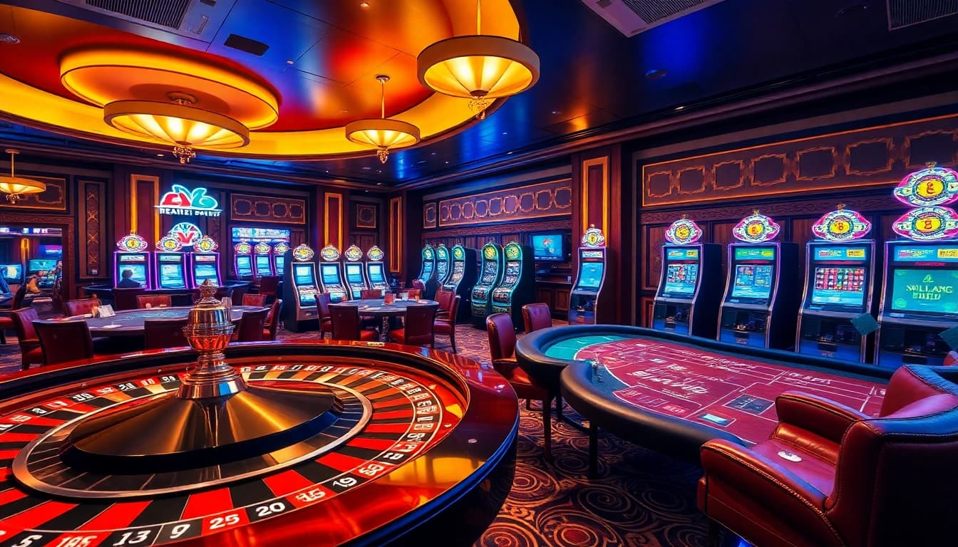 Experience the excitement of jbo Vietnam with vibrant casino visuals featuring roulette, poker, and slots.