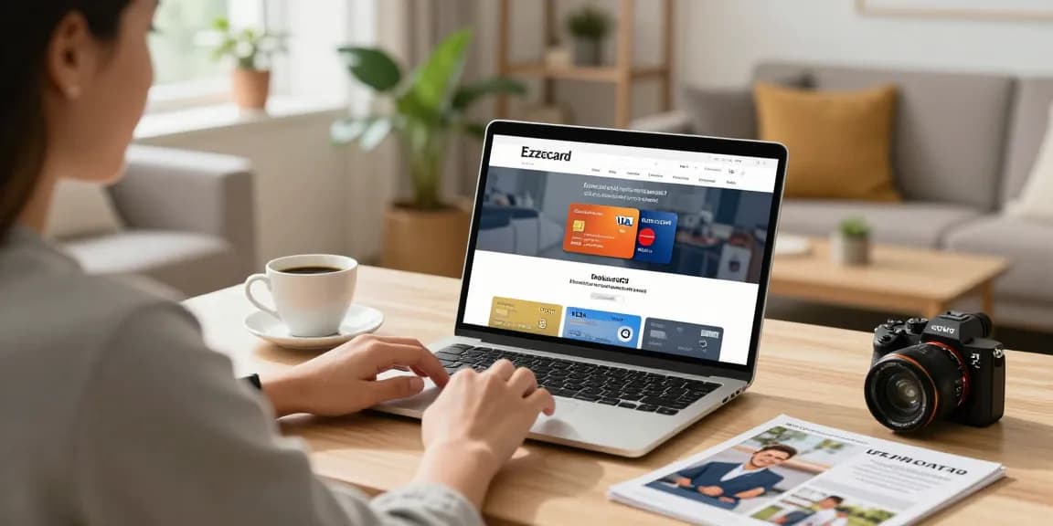 Shopper exploring options to buy ezzocard virtual prepaid cards online in a cozy home setting.