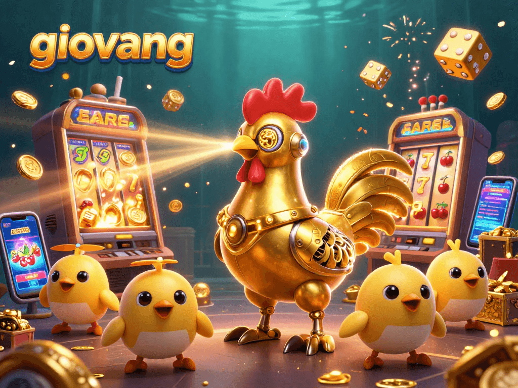 Engage with giovang's thrilling casino vibes through this vibrant 3D illustration of gaming excitement.