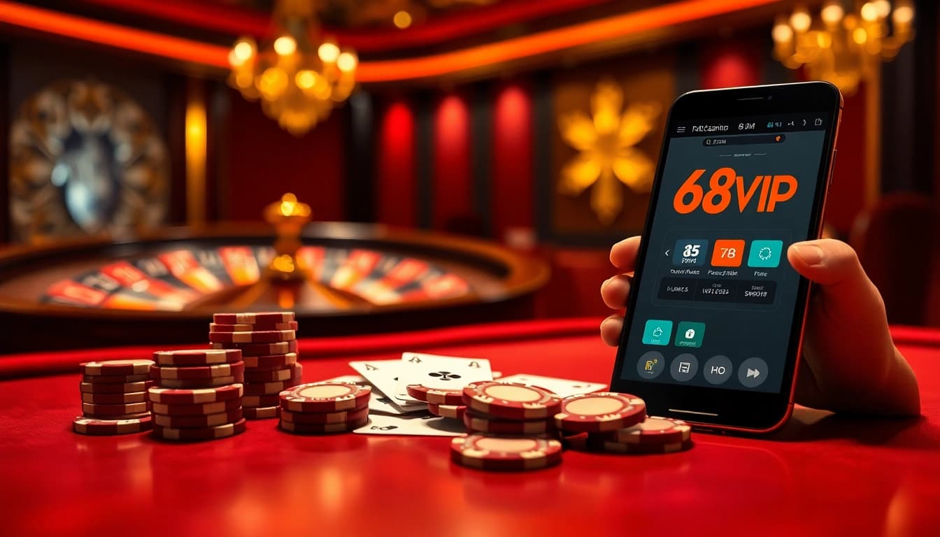 Experience winning strategies at 68VIP with luxurious casino setups and engaging online gaming elements.