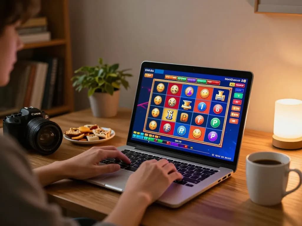 Engaging gameplay of Slot Malaysia on a laptop at home during an online gaming session
