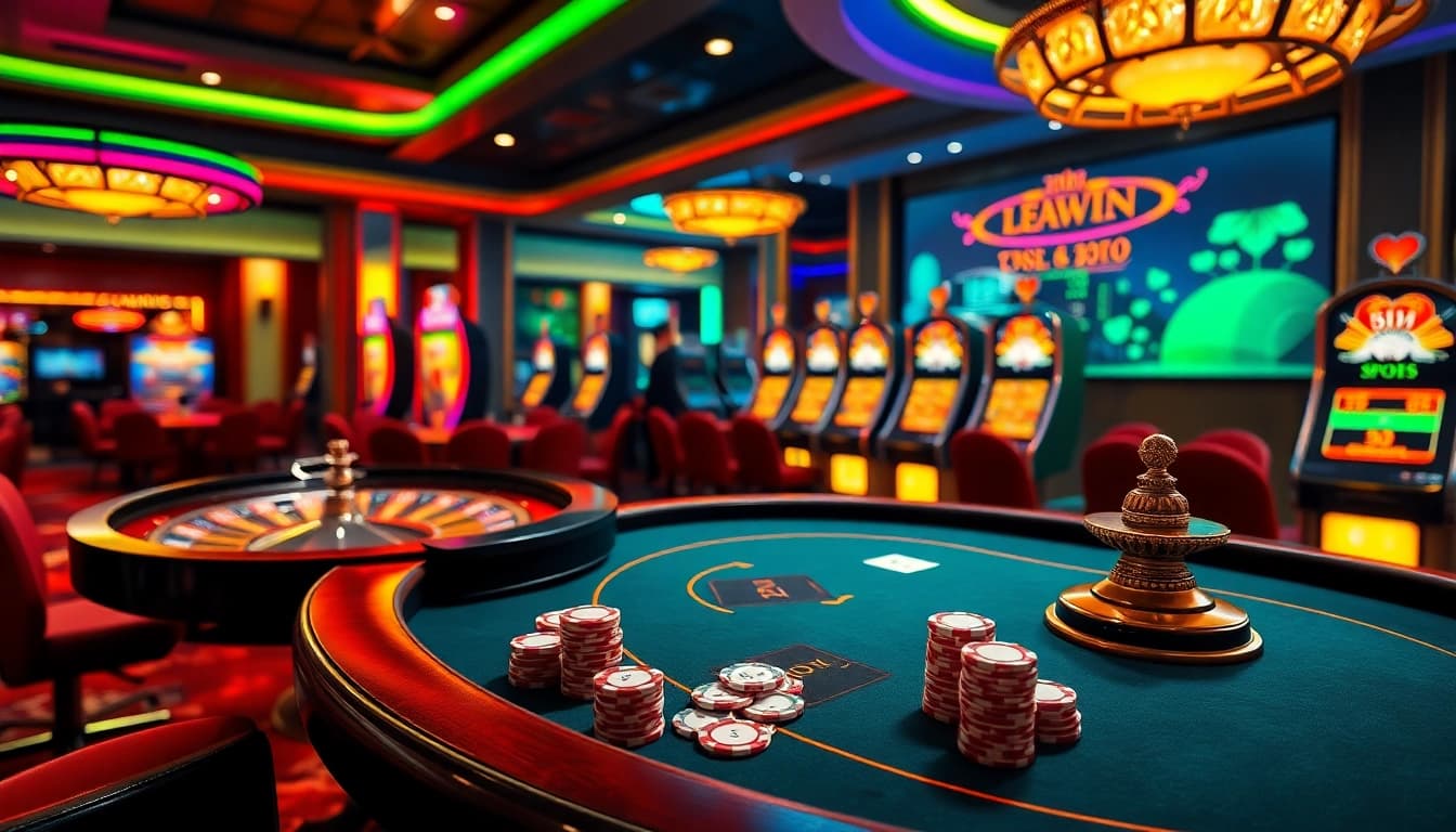 High-stakes gameplay experience at 789win vip casino, showcasing poker tables and slot machines.
