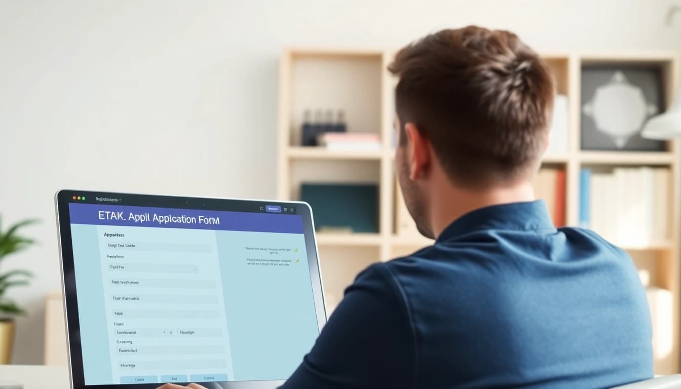Efficiently completing the eta uk application form online with clear visibility and focus.