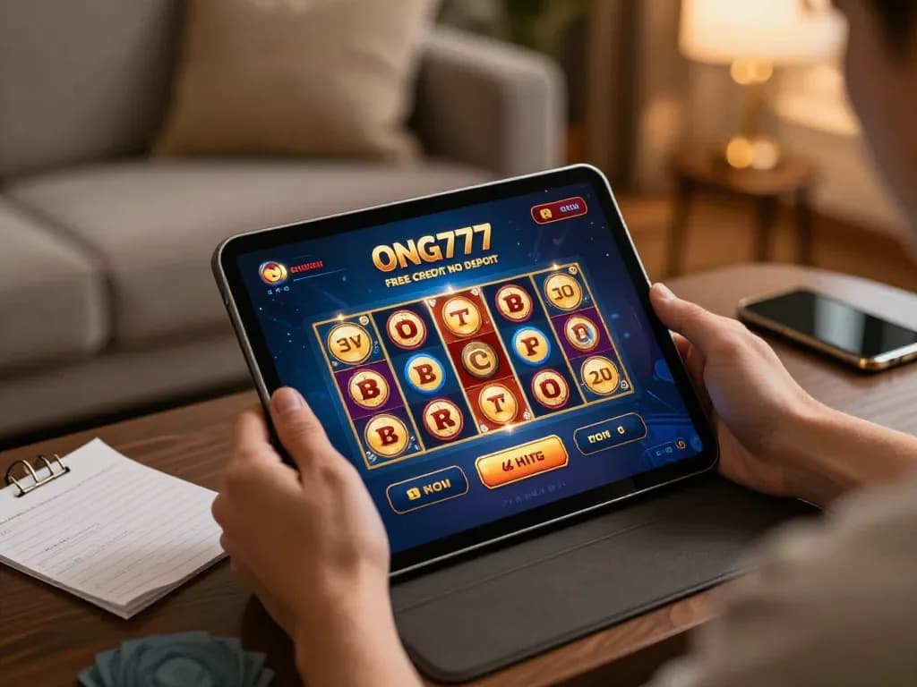 Engaging in online gaming with ONG777 Free Credit No Deposit e-wallet on a tablet