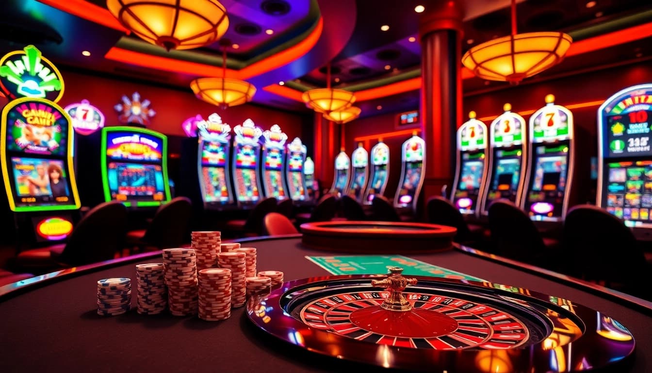 Experience thrilling gameplay at https://fun88.supply/ with vibrant casino visuals featuring poker chips and roulette.