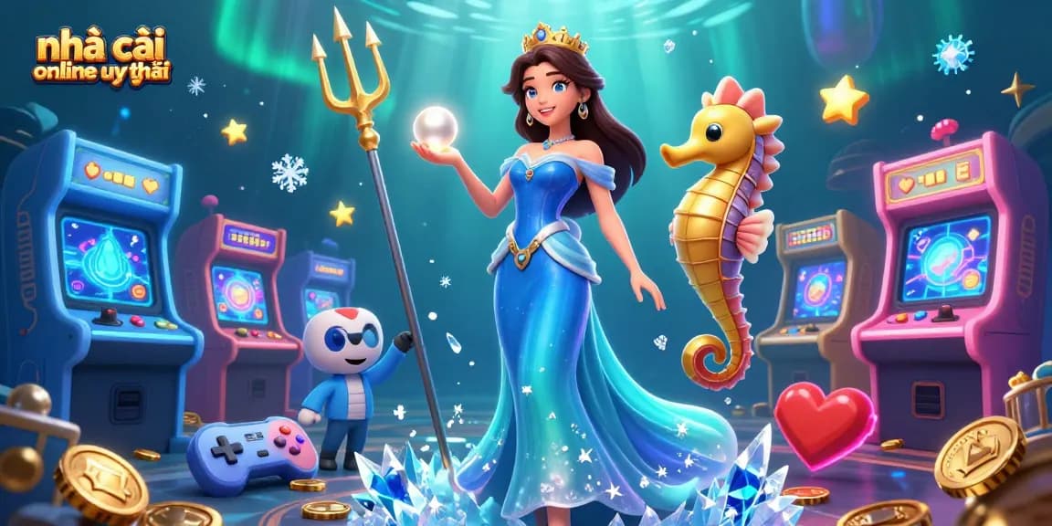 Play at nhà cái online uy tín with a stunning underwater casino scene featuring captivating characters.
