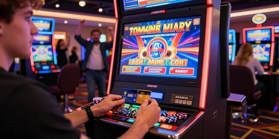 Player enjoying slots that accept credit cards in a lively online casino setting, surrounded by vibrant graphics and atmosphere.