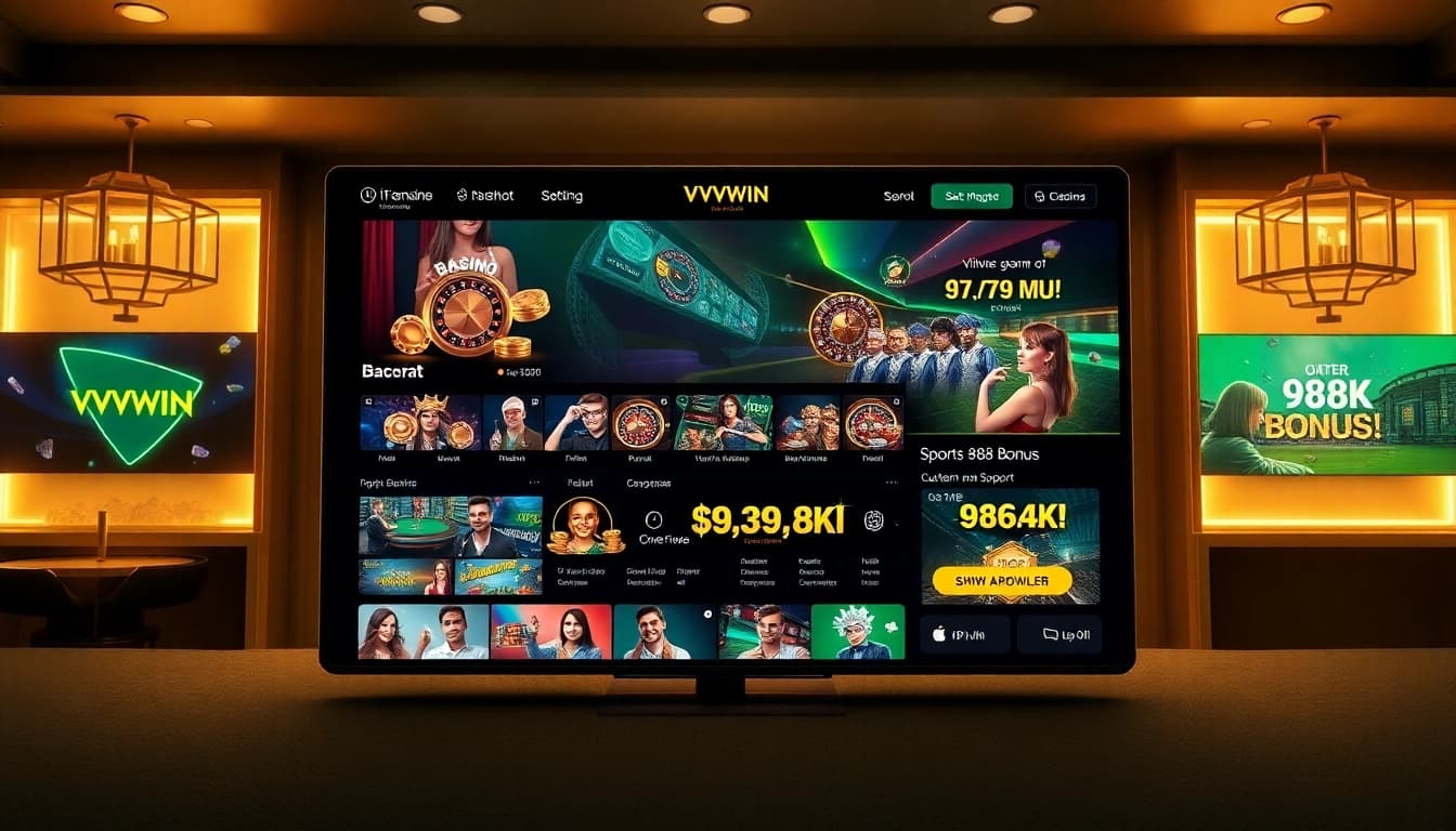 Explore the dynamic VVVWIN88 live betting interface showcasing casino and sports games.