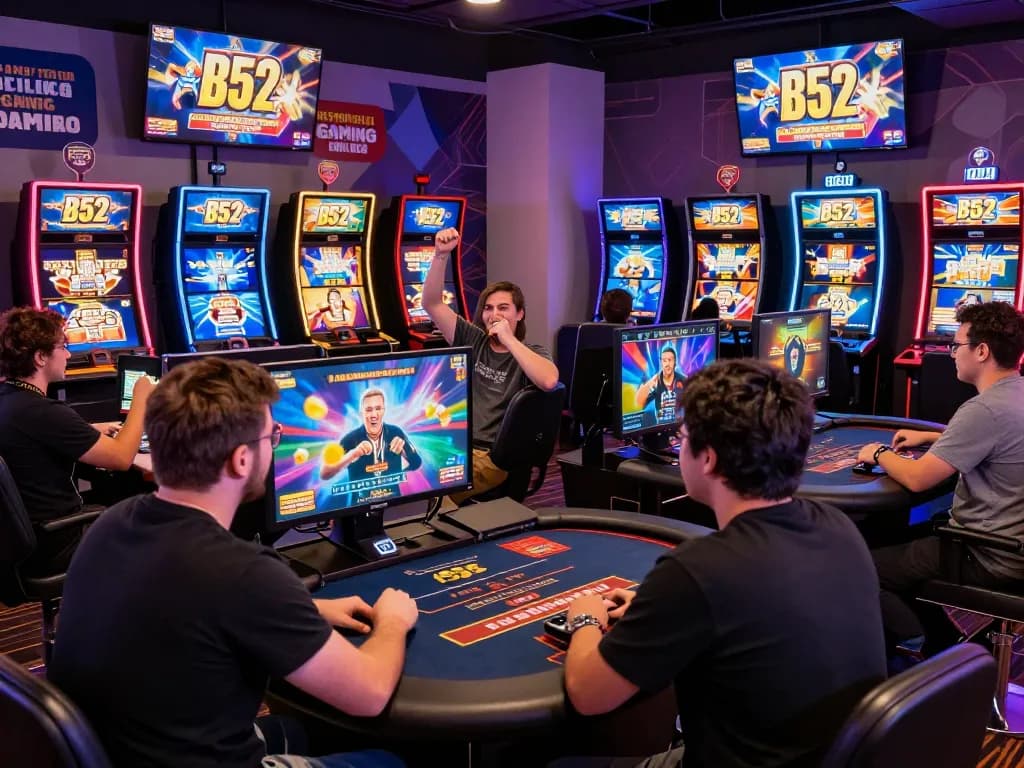 Players enjoying interactive games at B52 online gaming platform, showcasing vibrant atmosphere and community.