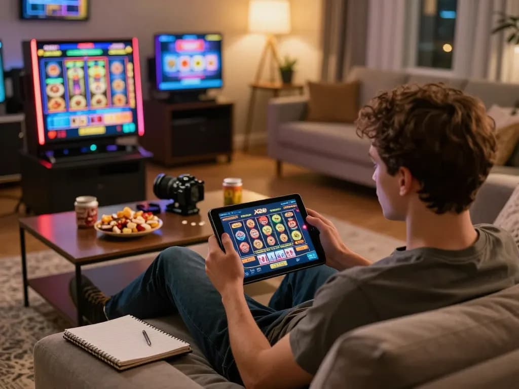 X88 players engaging with an interactive casino app on a tablet at home