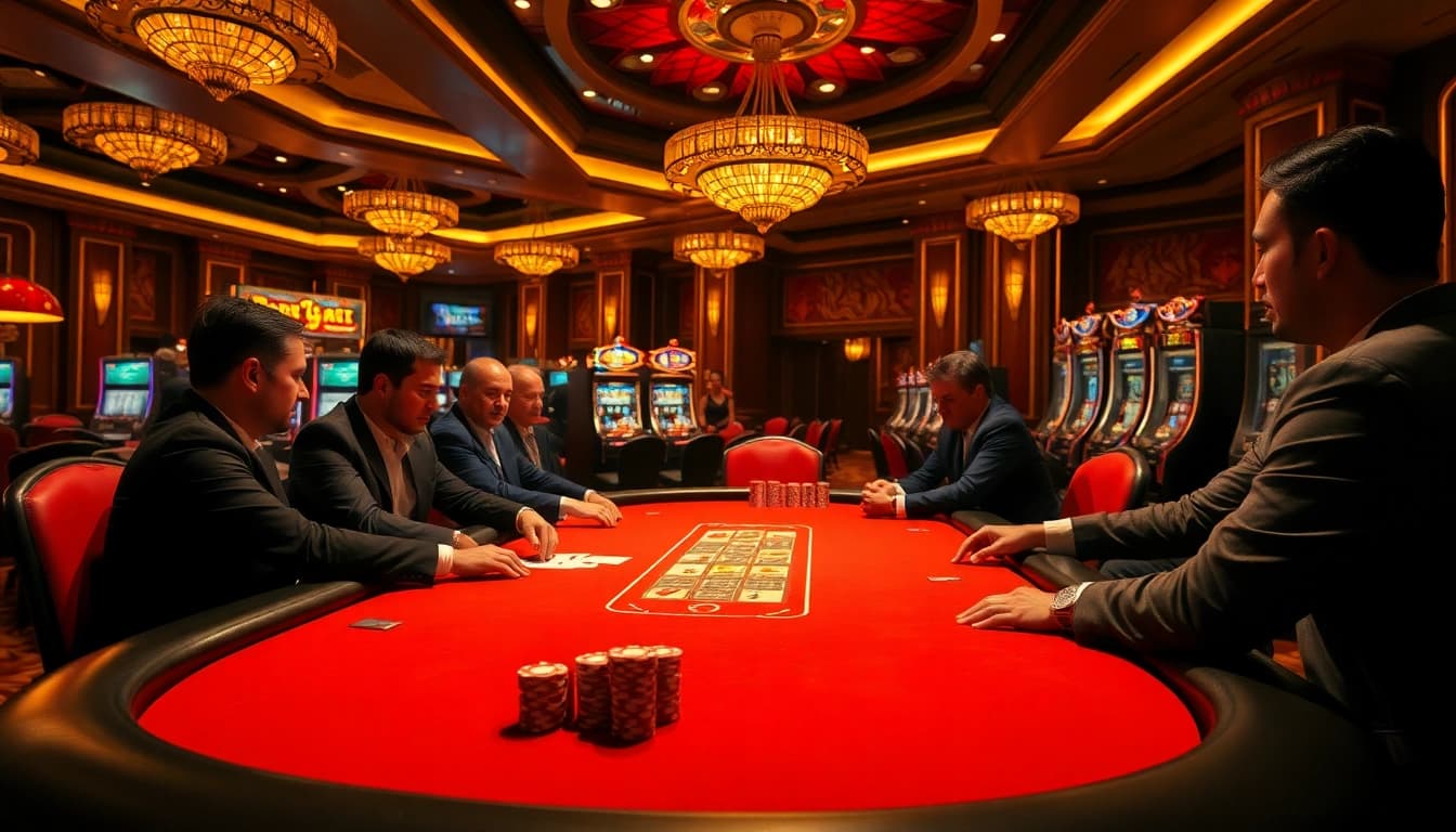 Players at a poker table immersed in high-stakes gaming at pg 88 Casino.