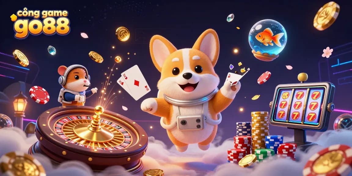 Experience thrilling games and excitement at cổng game go88 featuring a vibrant 3D casino scene.