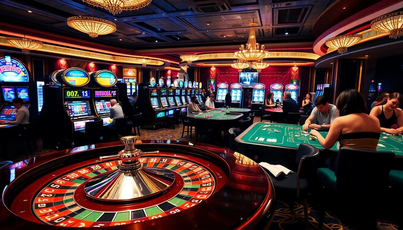 Experience the excitement of mm66 with players at luxury casino tables rolling dice and placing bets.