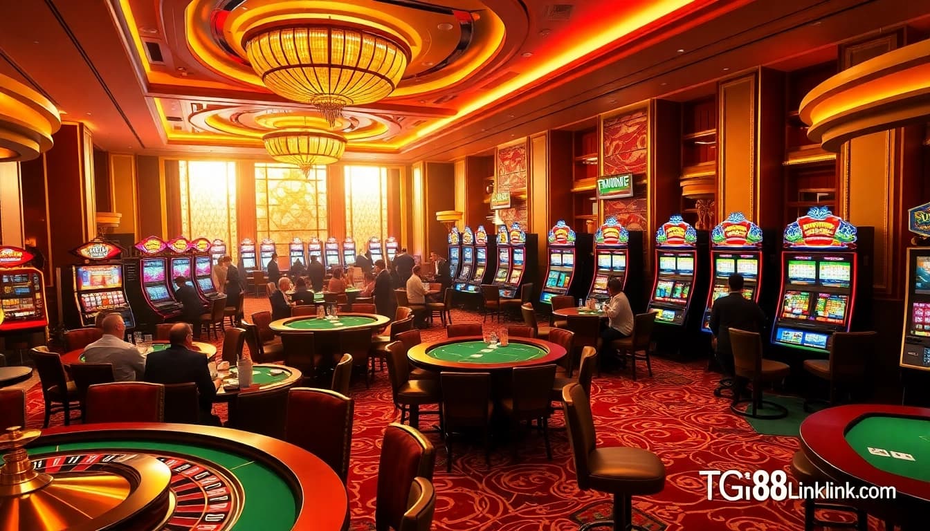 Experience the excitement of winning at https://tg88link.com/ with vibrant casino tables and slot machines.