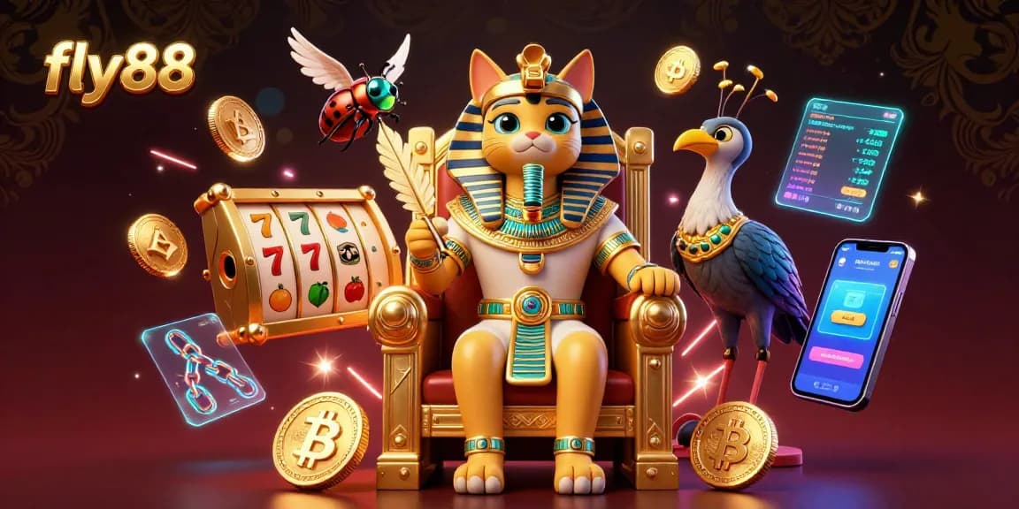 Experience exhilarating wins with fly88 in an epic casino scene featuring unique Egyptian elements.