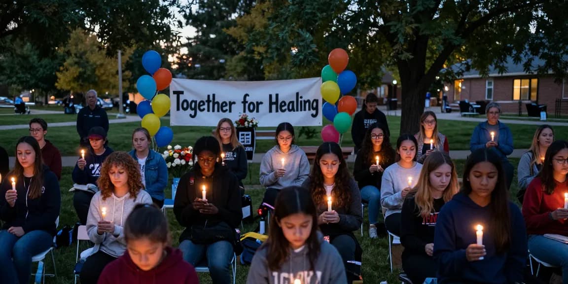 Candlelight vigil in Colorado for victims of the Colorado School Shooting, community bonding in emotional support.