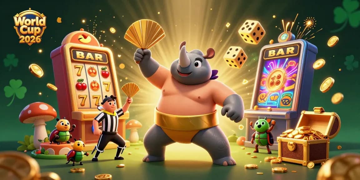 Experience the excitement of World Cup 2026 with a vibrant 3D casino illustration featuring a beetle sumo champion.