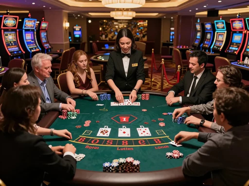 Players engaged in an exhilarating blackjack game at Nk88.com casino, showcasing strategy and excitement.