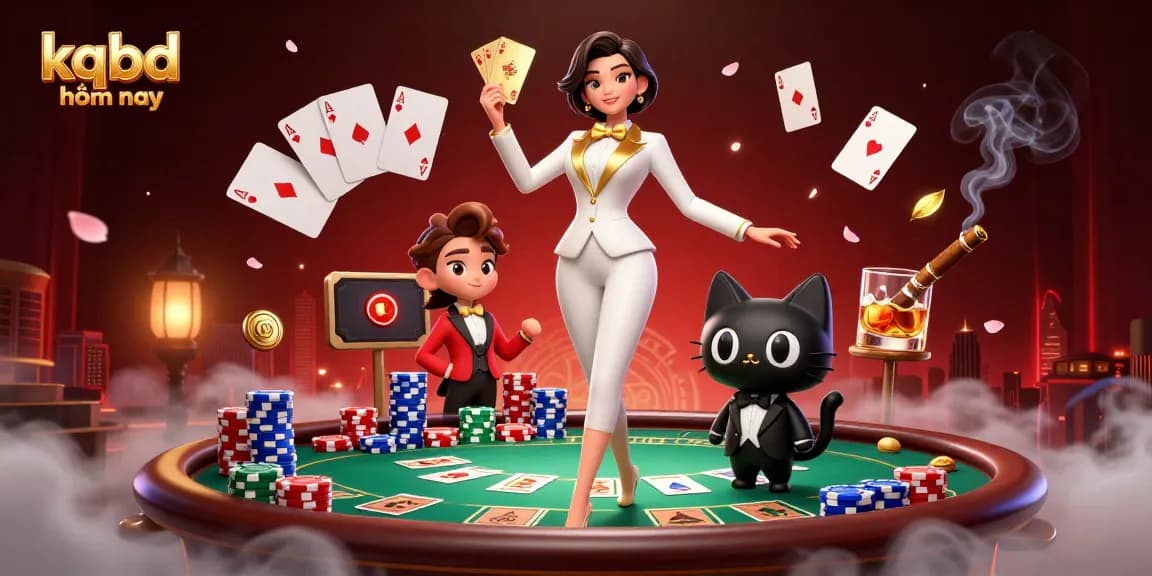 Play the kqbd hôm nay with dramatic poker action featuring vibrant game elements and characters.