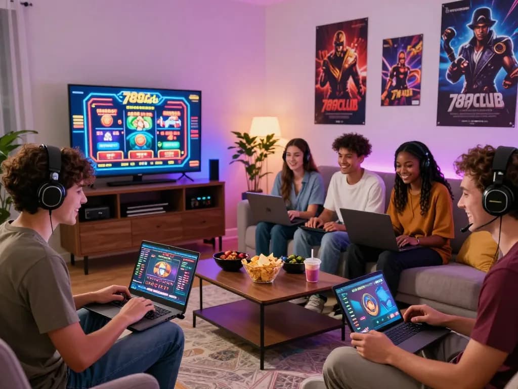 Engaged gamers enjoying a session at 789club in a cozy living room.