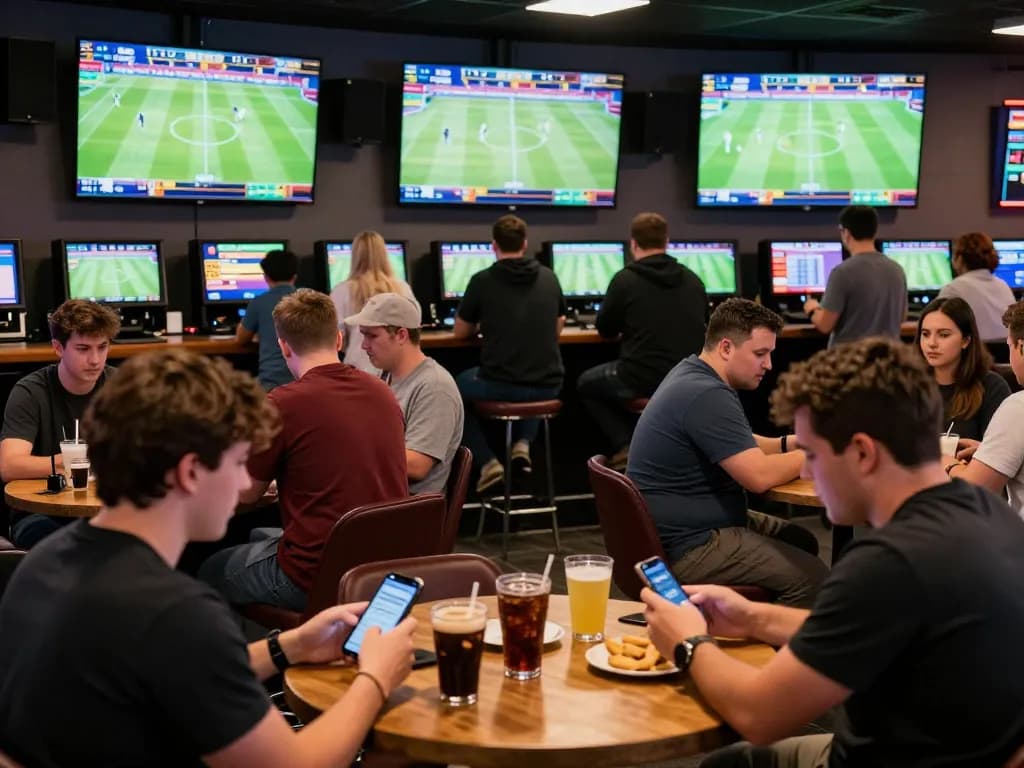 Spectators immersed in sports betting action using mobile apps while analyzing soi keo nha cai for informed wagers