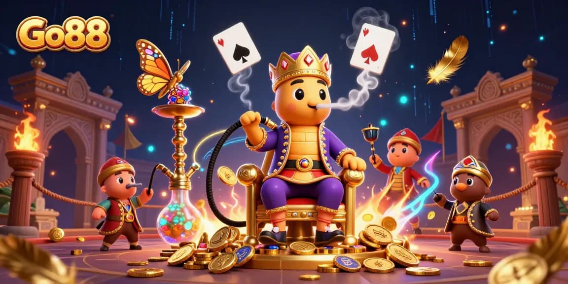 Experience thrilling gameplay at Go88 with a vibrant 3D illustration capturing casino magic.