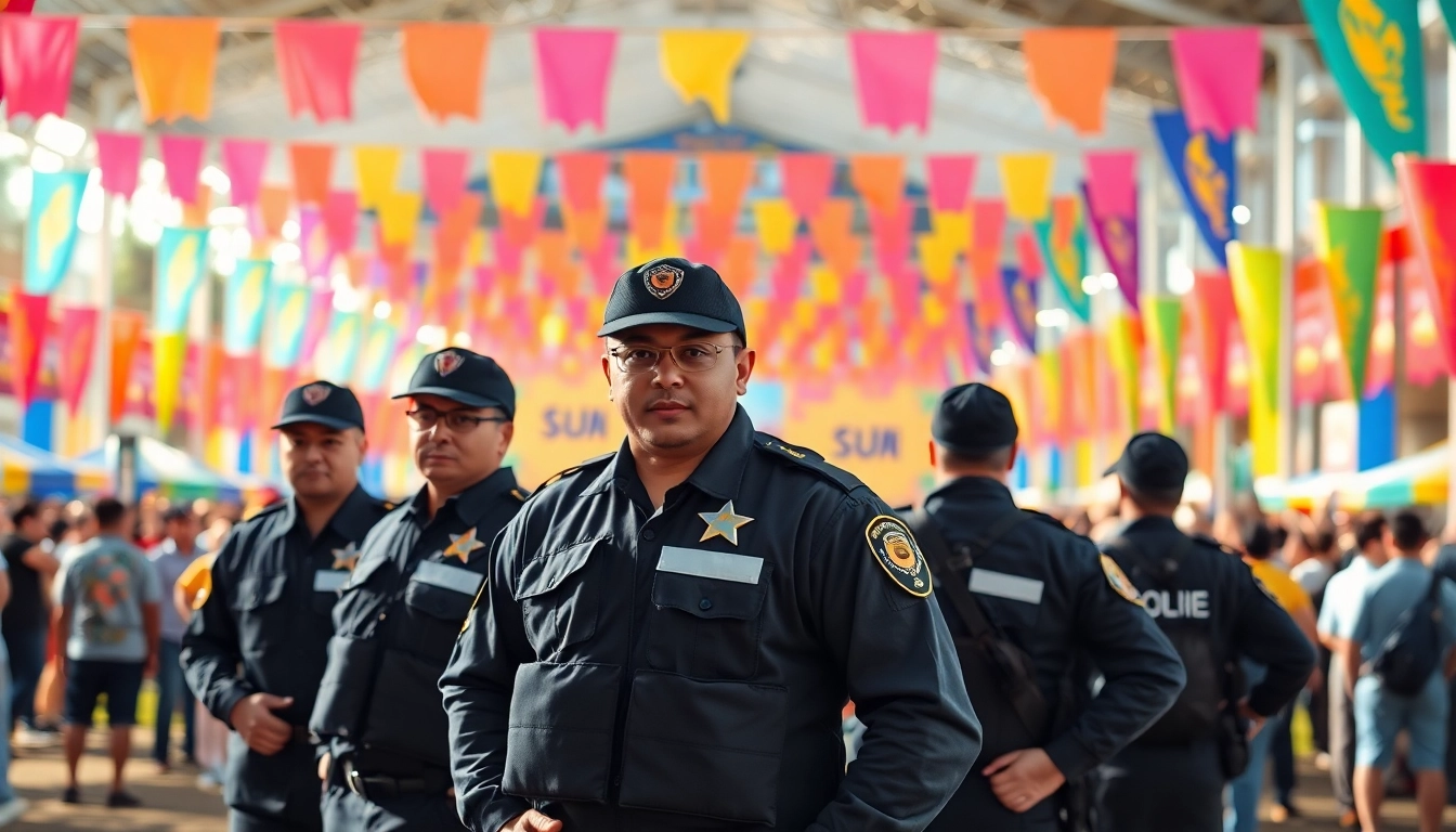 Event Security team monitoring a lively crowd at an outdoor event, ensuring safety.