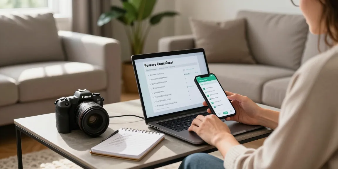 Person engaged in a phone number checker lookup on a laptop, showcasing a modern living room environment with tech elements.