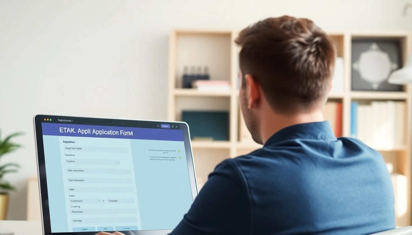 Efficiently completing the eta uk application form online with clear visibility and focus.