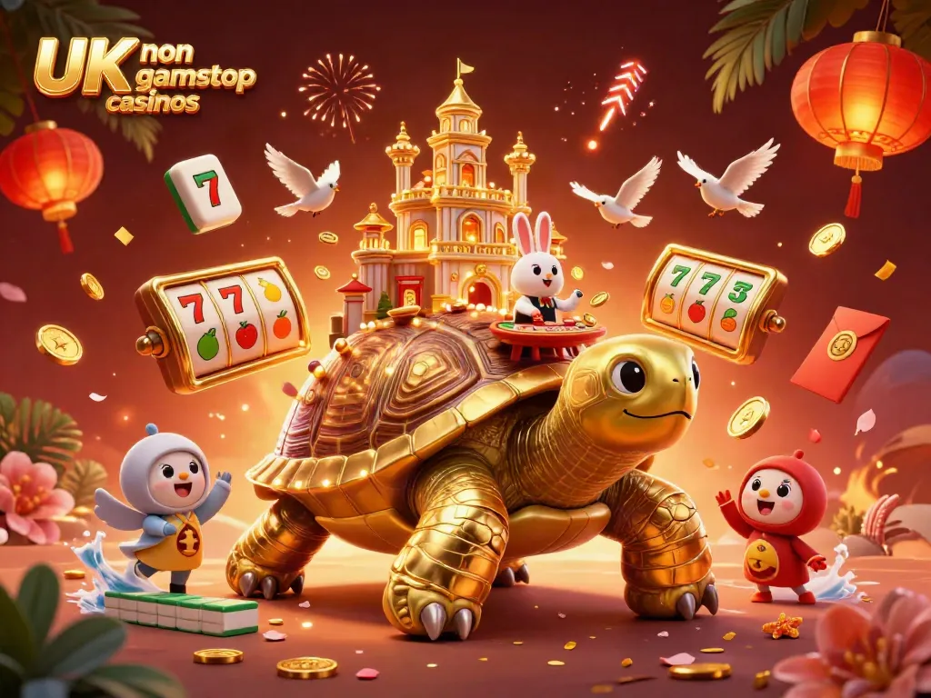 Experience the thrill at UK non gamstop casinos with vibrant 3D illustration of an engaging casino scene.