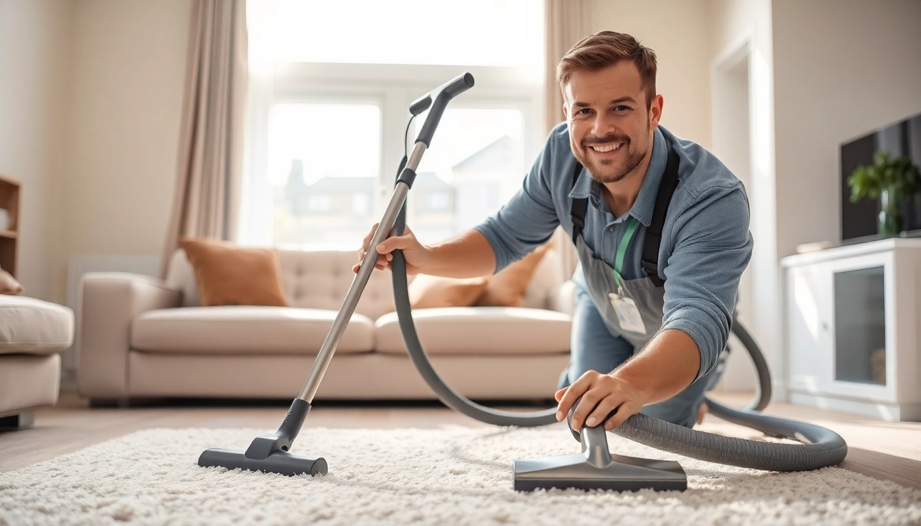 Experience top-quality carpet cleaning services in Glasgow with a technician in action.