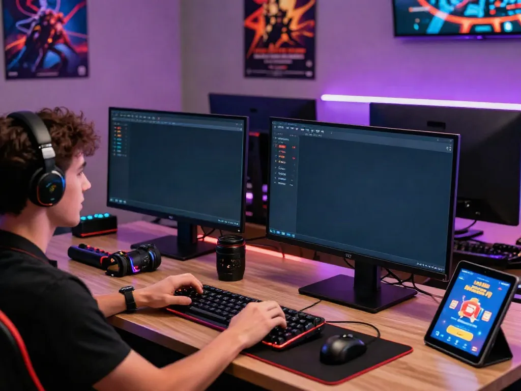 Engaging online gambling setup showcasing LU88 casino games and betting sports in a vibrant gaming environment.